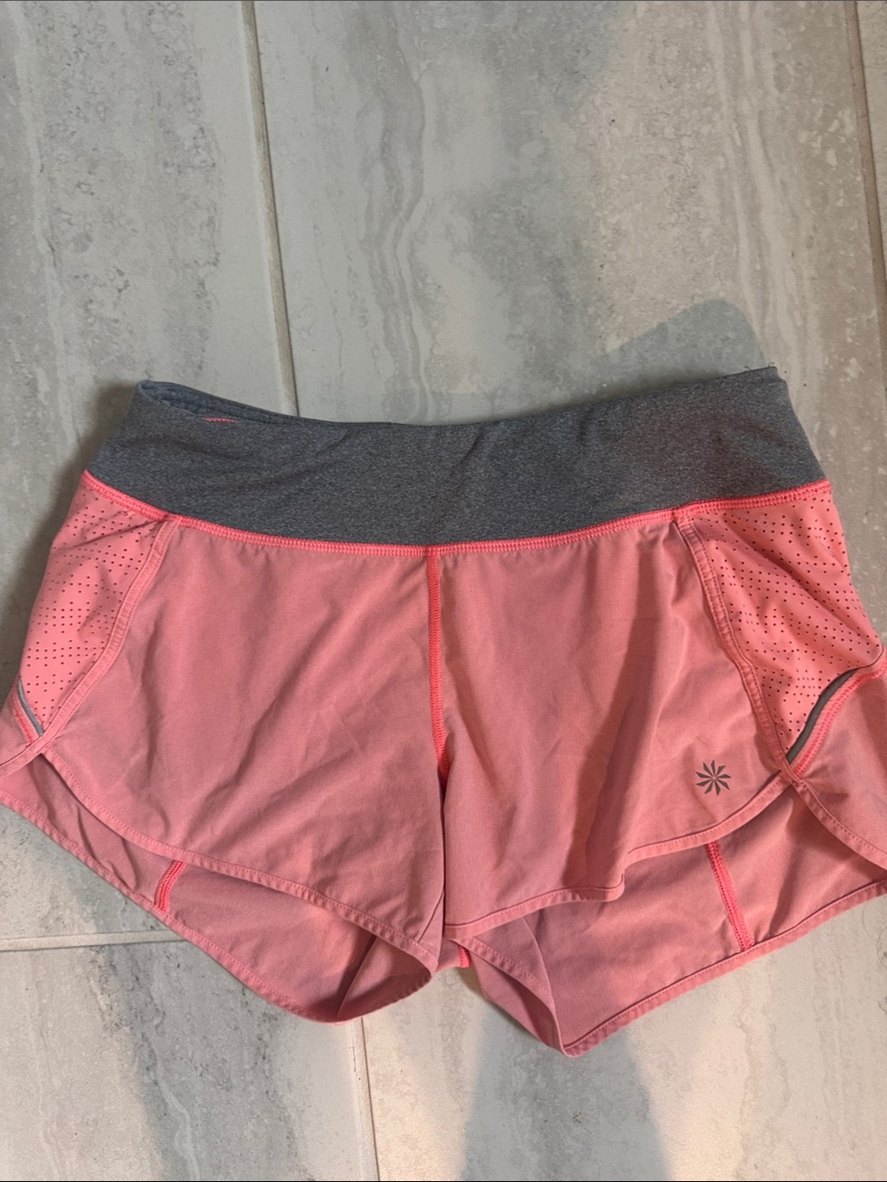 Athleta Pink Athletic Shorts with Gray Waistband